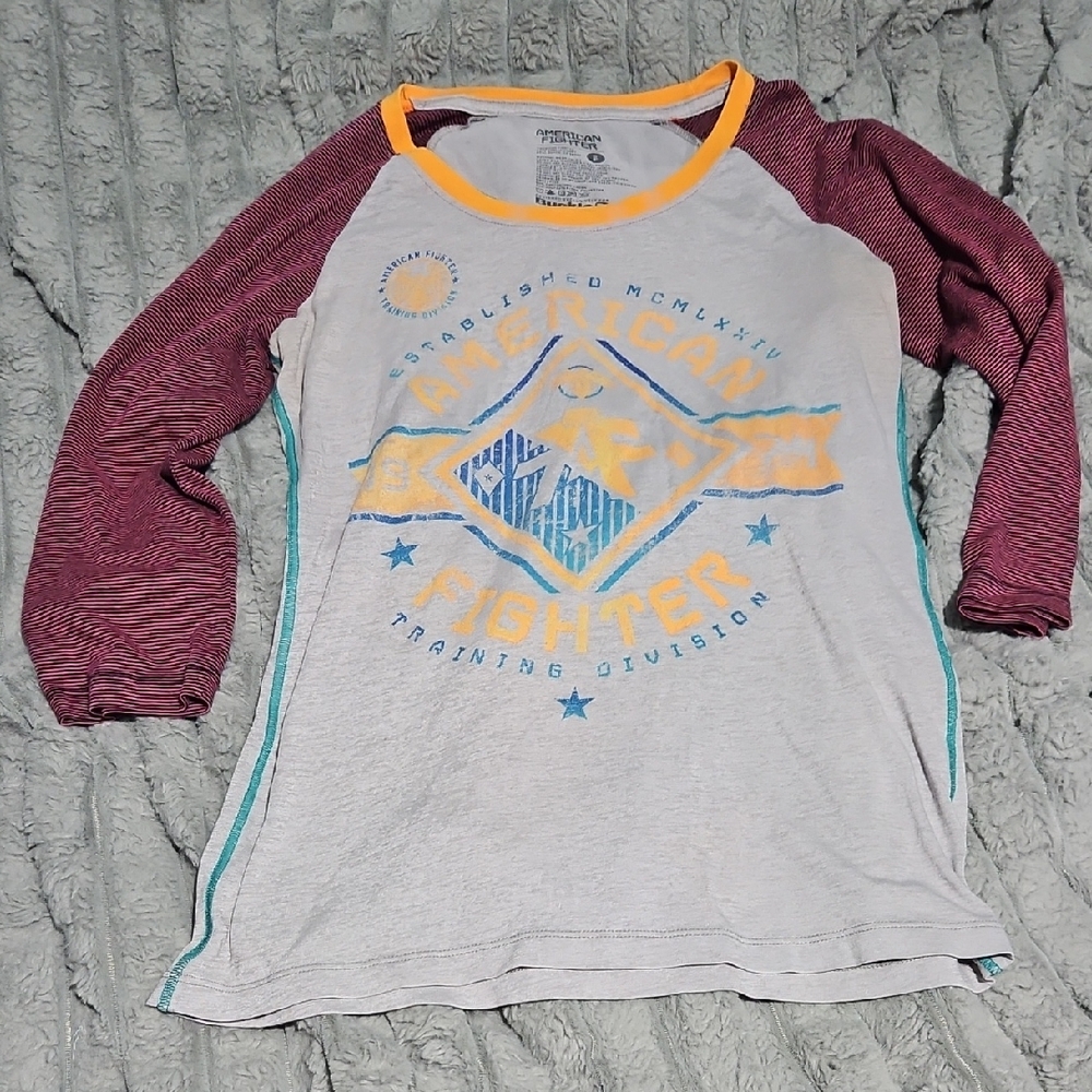 American Fighter Gray and Pink 3/4 Sleeve Tee